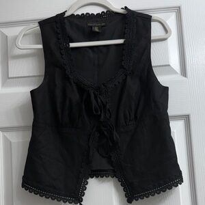 House of Harlow 1960 Black Lace Trim Blouse